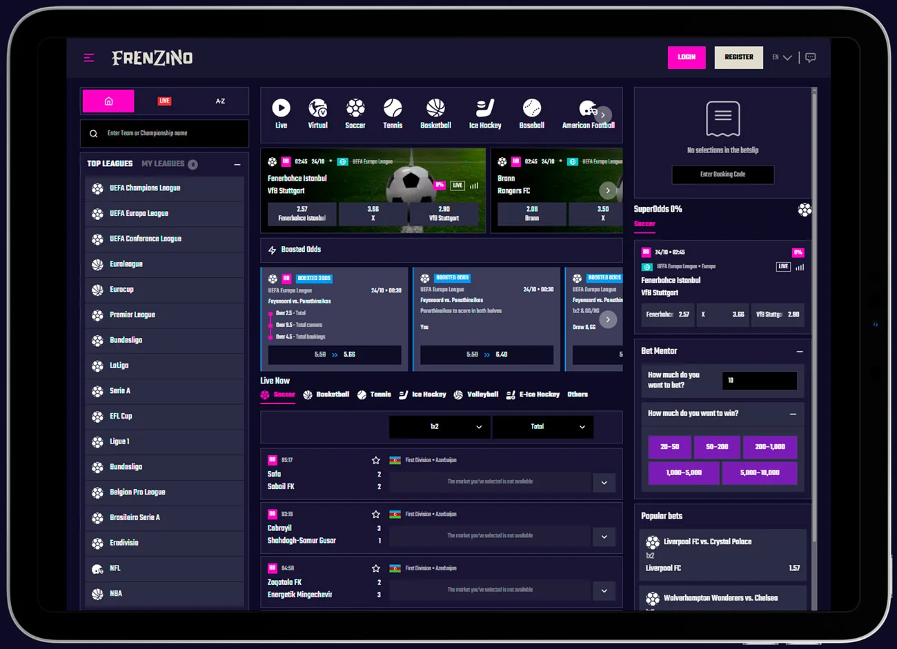 Frenzino casino betting on mobile